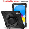 Black shockproof case with no shoulder straps and a stand for an iPad.