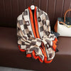 Large Color-Block Cotton-Linen Feel Scarf & Shawl