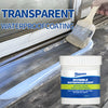 A white tube of invisible waterproof agent is shown next to a wooden brush applying a clear liquid coating on a window frame.