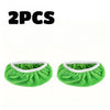 Two green reusable microfiber mop refill pads shown flat, with white trim.