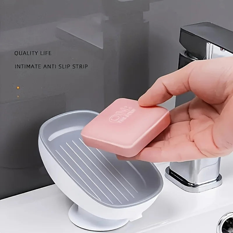 2-in-1 Suction Cup Soap Dish with Draining Tray