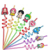 A set of colorful, wavy, plastic K-Pop themed decorations and tableware for a birthday party.