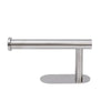 A stainless steel self-adhesive toilet paper holder with a horizontal bar and a flat base.