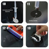 Steps showing how to use a windshield repair kit with resin for cracks and scratches