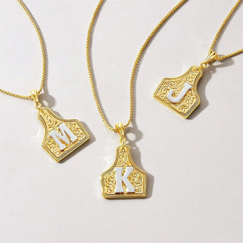 Western Cowgirl Initial Letter Necklace