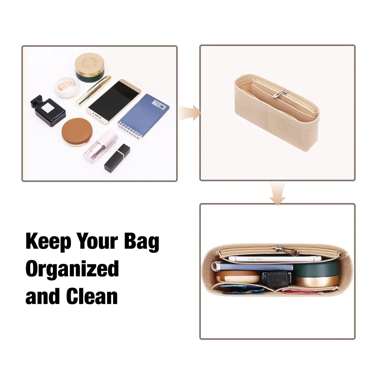 Felt Purse Organizer Insert for Small Handbags