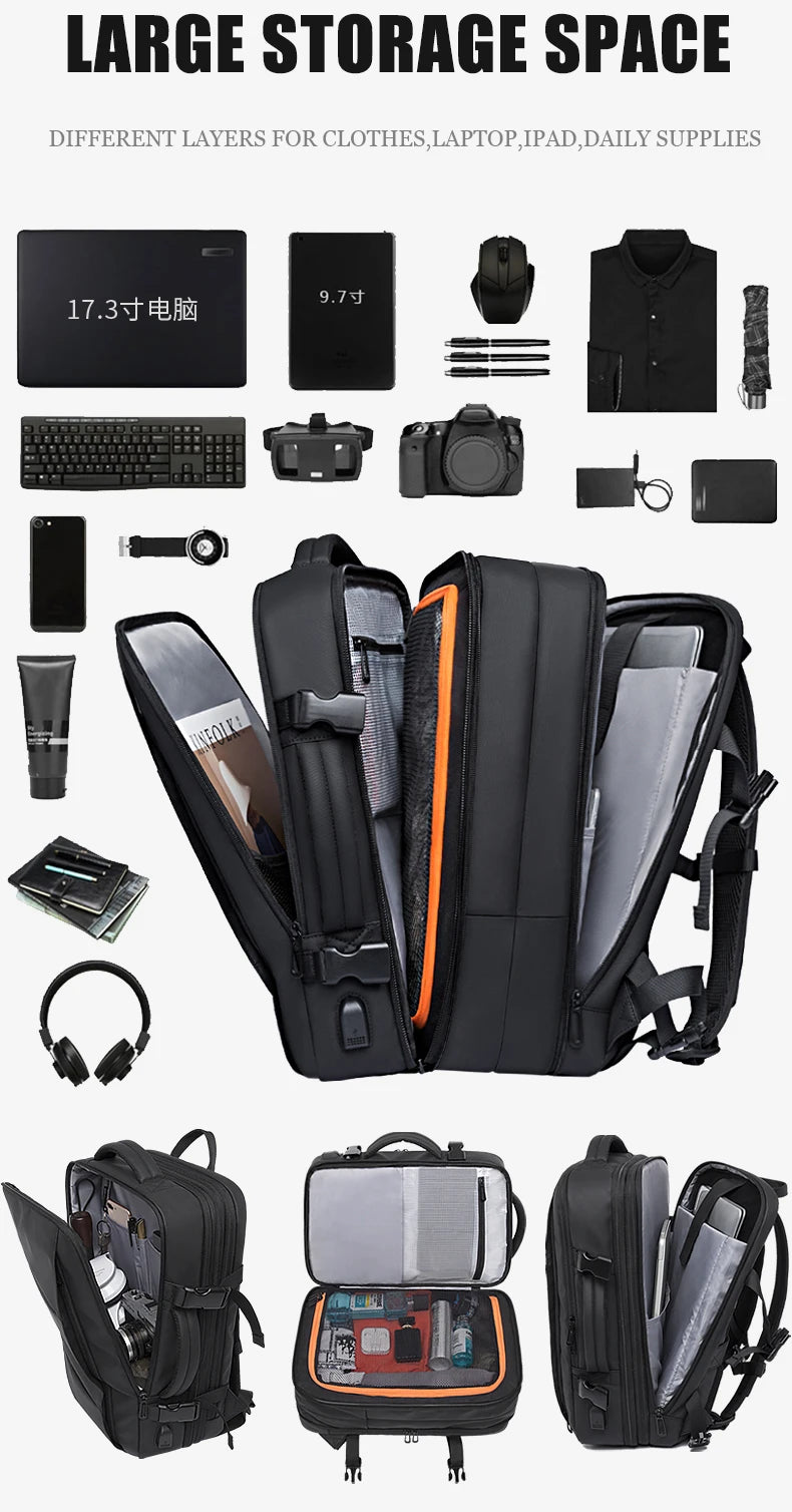 Expandable Travel Backpack with Laptop Compartment