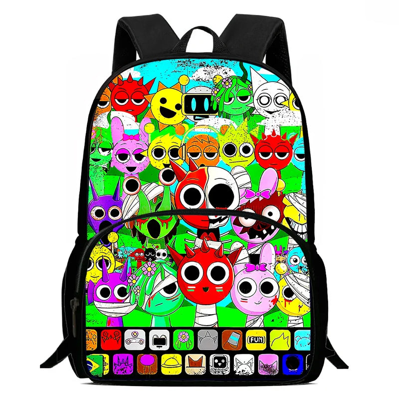 Cartable Enfant Cartoon Sprunki avec Pochette Avant