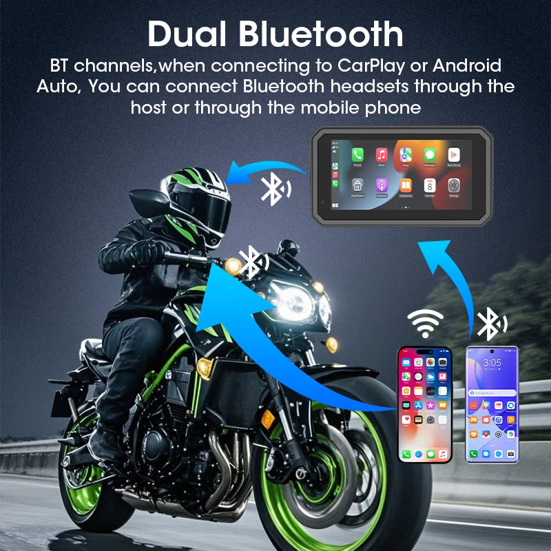 5/6.25 Inch Waterproof Motorcycle GPS with CarPlay and Android Auto