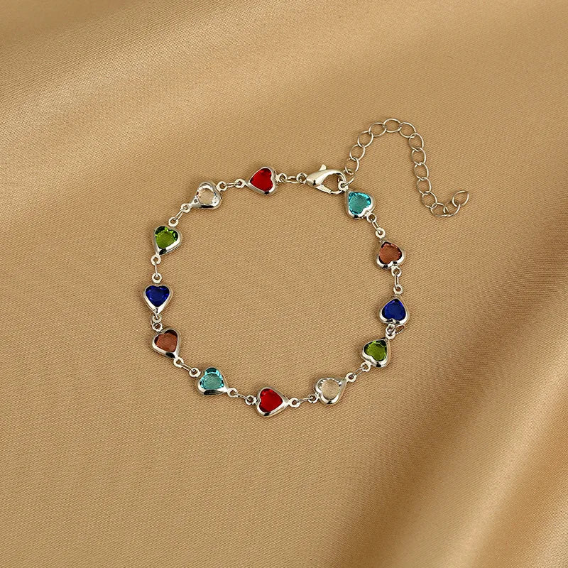 Heart Crystal Charm Bracelet