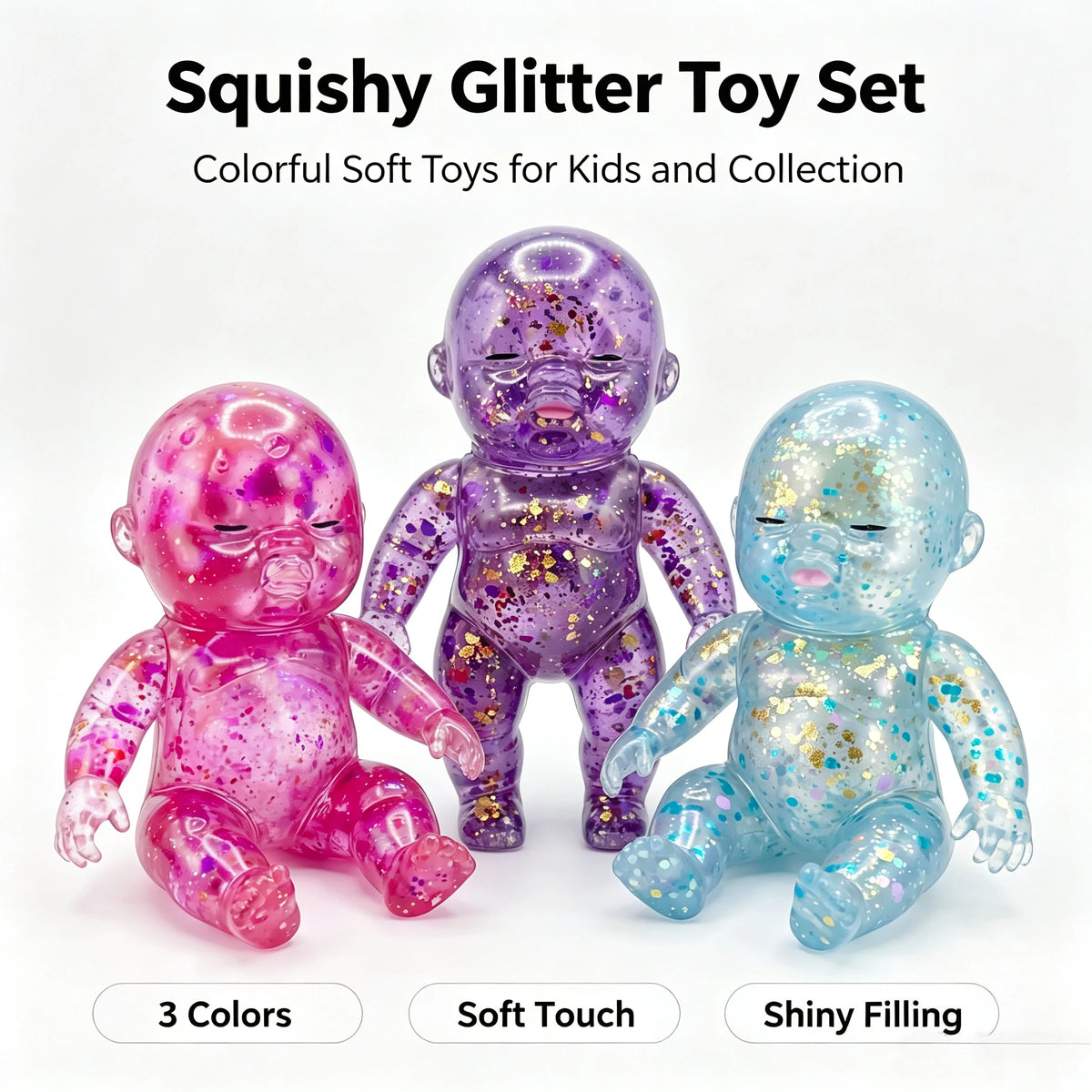 Glitter Squishy Fidget Toy - Slow Rebound Stress Relief for Kids and Adults