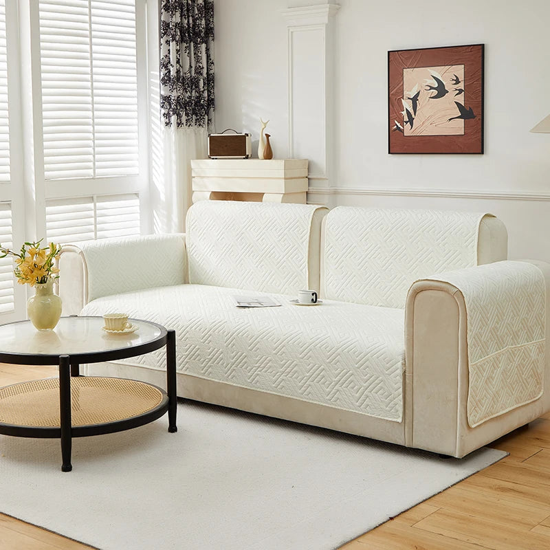 Geometric Quilted Sofa Cover – Soft, Stretchable Protection for Any Seat