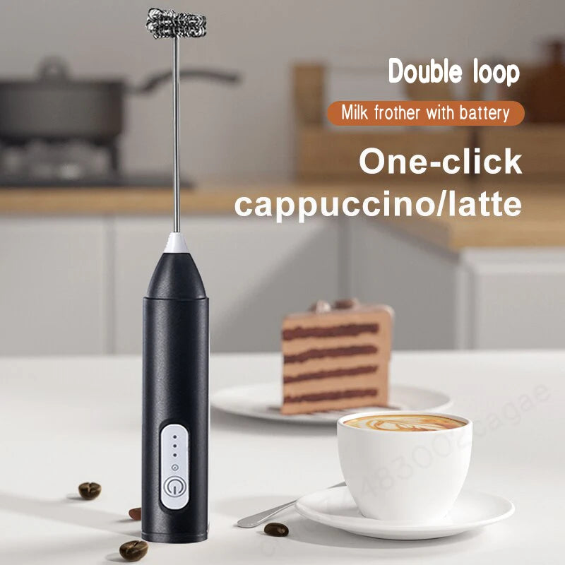 Wireless USB-C Milk Frother & Handheld Blender – Stainless Steel