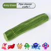 Army green pipe cleaners craft set featuring various animal shapes like a pink horse, red bird, and blue octopus.