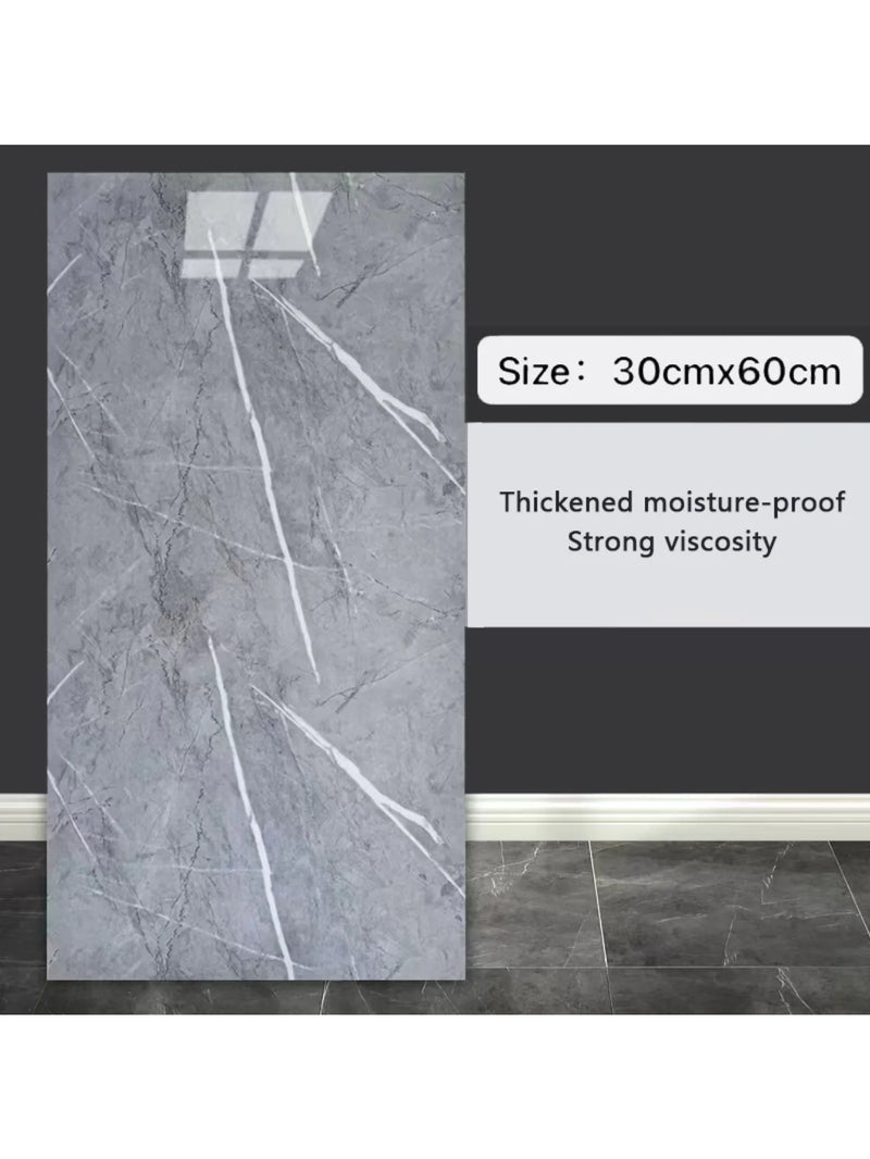 10-Pack Marble Tile Sticker Sheets - Peel-and-Stick 30 x 60 cm, Waterproof PVC Tiles