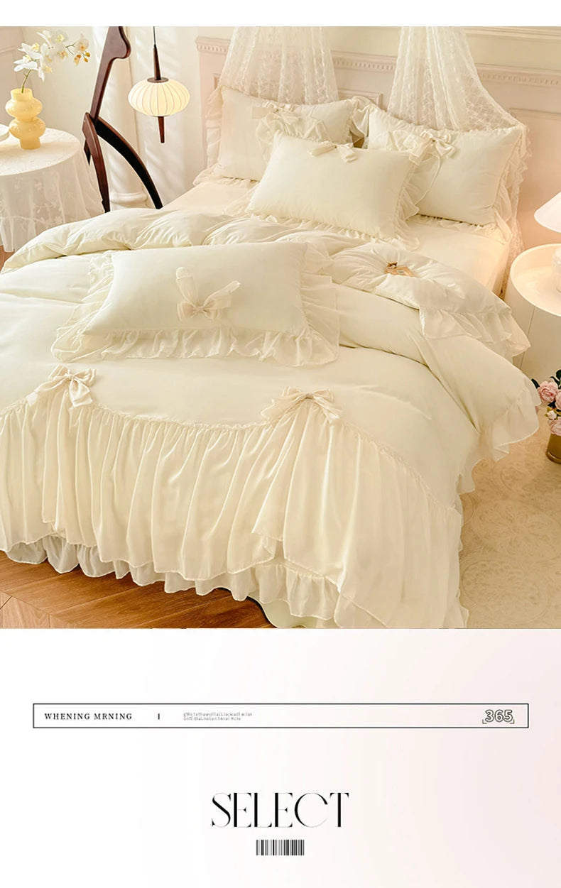 Princess Chiffon Duvet Cover with Romantic Ruffles
