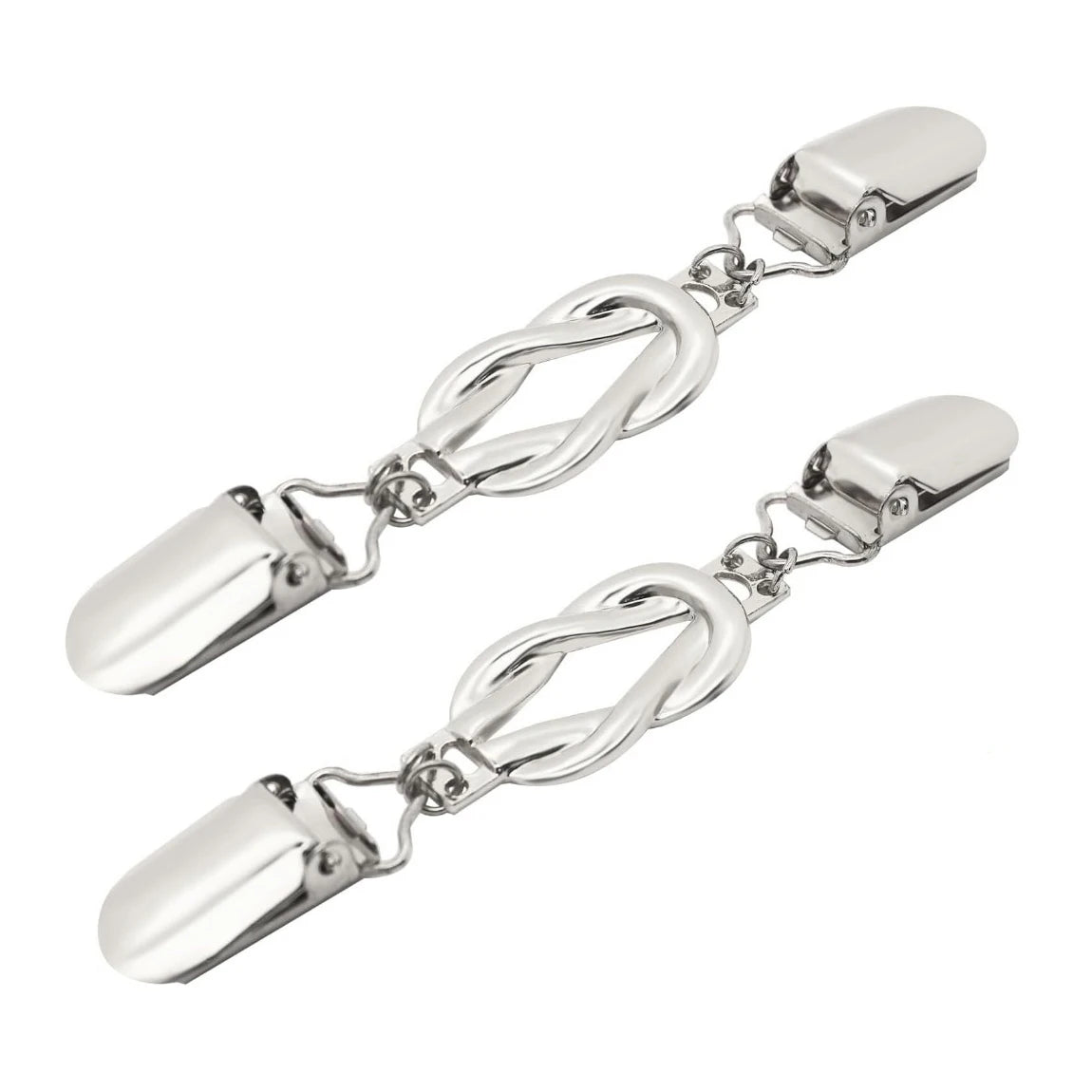 Silberner Taillenschmuck und Hemdclip-Set mit verschränkter Kettendesign