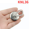 A hand holds a silver heavy duty neodymium magnetic hook with a swivel carabiner.