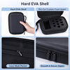 Black portable EVA hard case featuring a pre-cut foam insert and a mesh inner pocket with a smooth zipper.