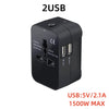 Schwarzer 2-USB-Universal-Reiseadapter mit Überspannungsschutz und USB-Ausgang