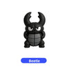 A black 3D cartoon bee door edge protector for cars with large horns and a textured body.