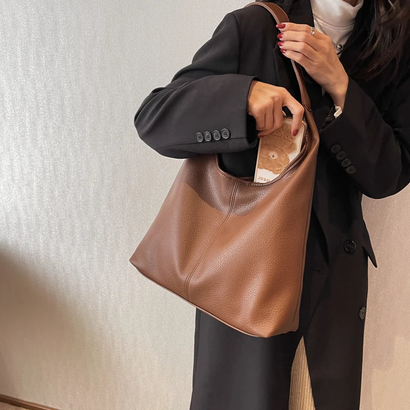 Soft PU Leather 2-in-1 Tote Bag with Detachable Mini Purse