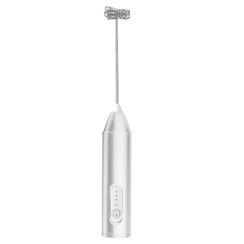 Wireless USB-C Milk Frother & Handheld Blender – Stainless Steel