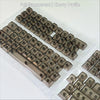 Full transparent cherry profile keycaps for mechanical keyboards arranged in a plastic case.