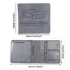 A gray slim card holder wallet designed for storing vehicle registration, license, and insurance cards.