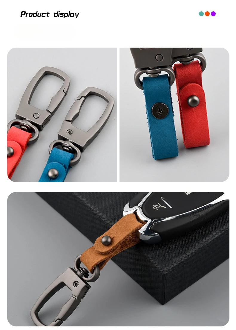 Handcrafted Leather Keychain with Zinc Alloy Ring