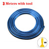 A coil of 3 meters of blue flexible car interior trim strips with a tool.