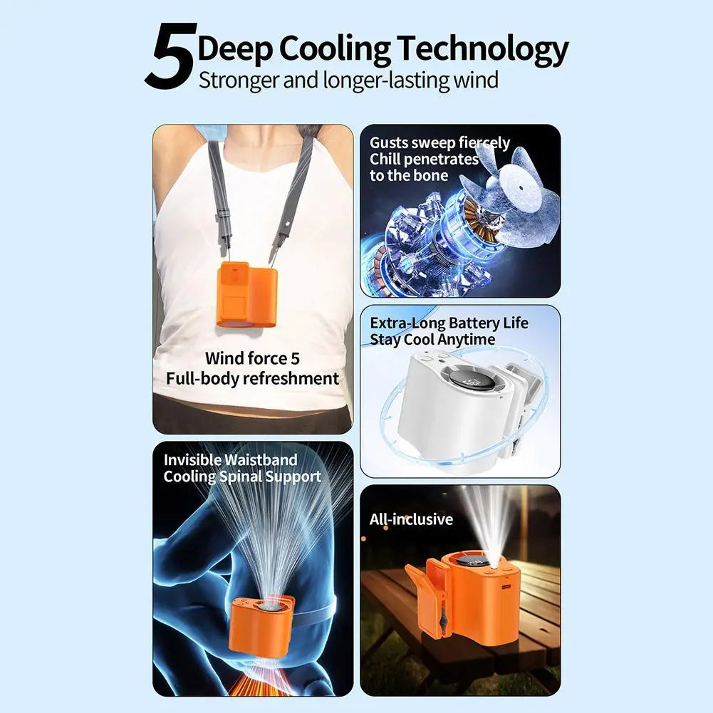 Portable Clip-On Handheld Fan with Digital Display