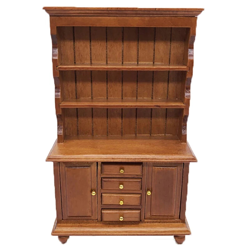1/12 Scale Dollhouse Wooden Bookcase Cabinet with Drawers
