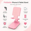 Pink Foldable Phone & Tablet Stand with Adjustable Viewing Angle