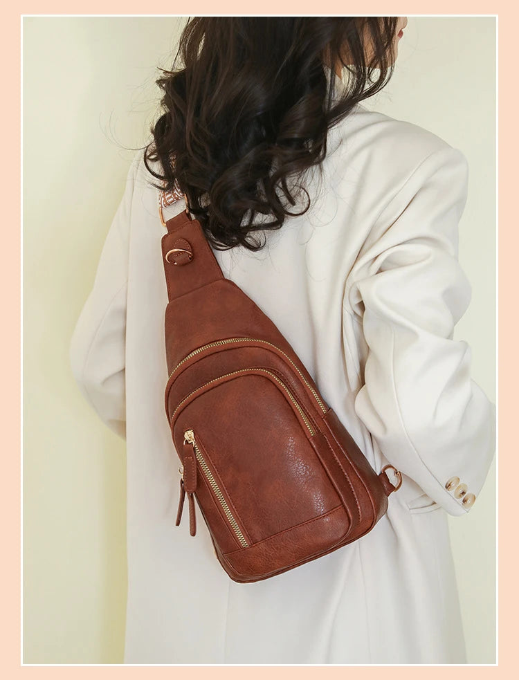 Elegant PU Leather Crossbody Sling Bag for Women