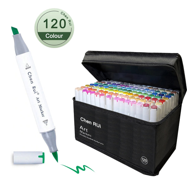 Dual-Tip Alcohol Art Markers - 120 Color Set