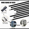 Various applications of heavy duty stainless steel self-locking cable ties including bundling, strapping, and fixing boxes.