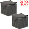 A stack of 20 black ultra-fine microfiber cleaning cloths.