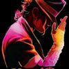 A vibrant illustration of the King of Pop featuring dramatic lighting and rich pink and orange tones.