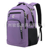 Sac à dos d'ordinateur portable pour affaires violet avec accents noirs et une poche en filet noir.