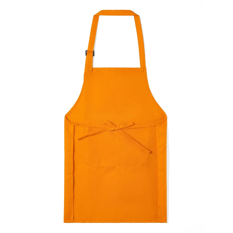 Orange kids craft apron and chef hat set with an adjustable neck strap