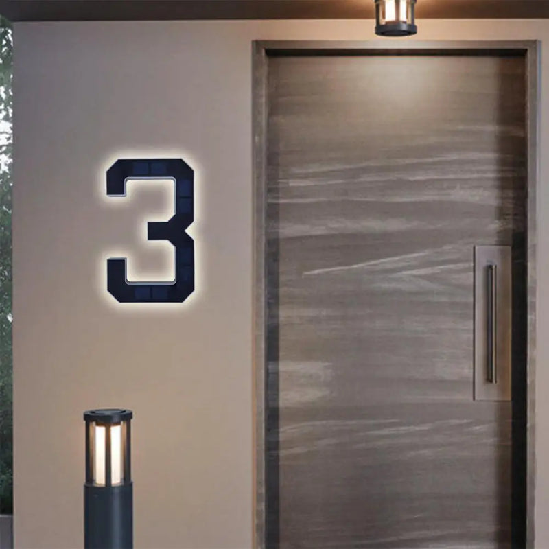 Solar-Powered LED House Number Sign