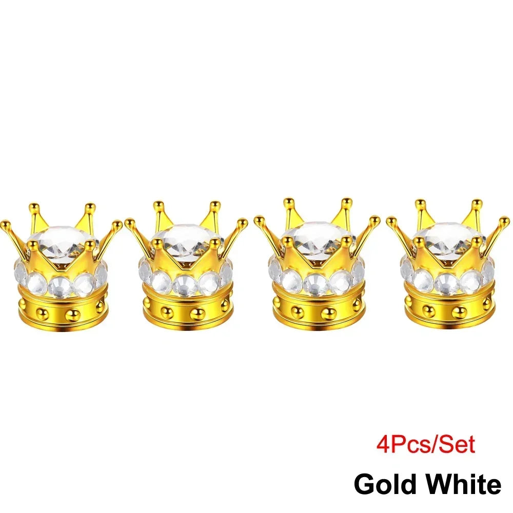 Crystal Crown Tire Valve Caps - Set of 4