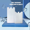 White reusable ice pack product shown on a blue surface with ice cubes in the background.