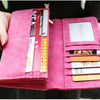 Women's RFID-Blocking Nubuck Leather Long Wallet with Multiple Card Slots