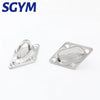 Stainless steel U-shaped hooks with mounting hardware for securing items.