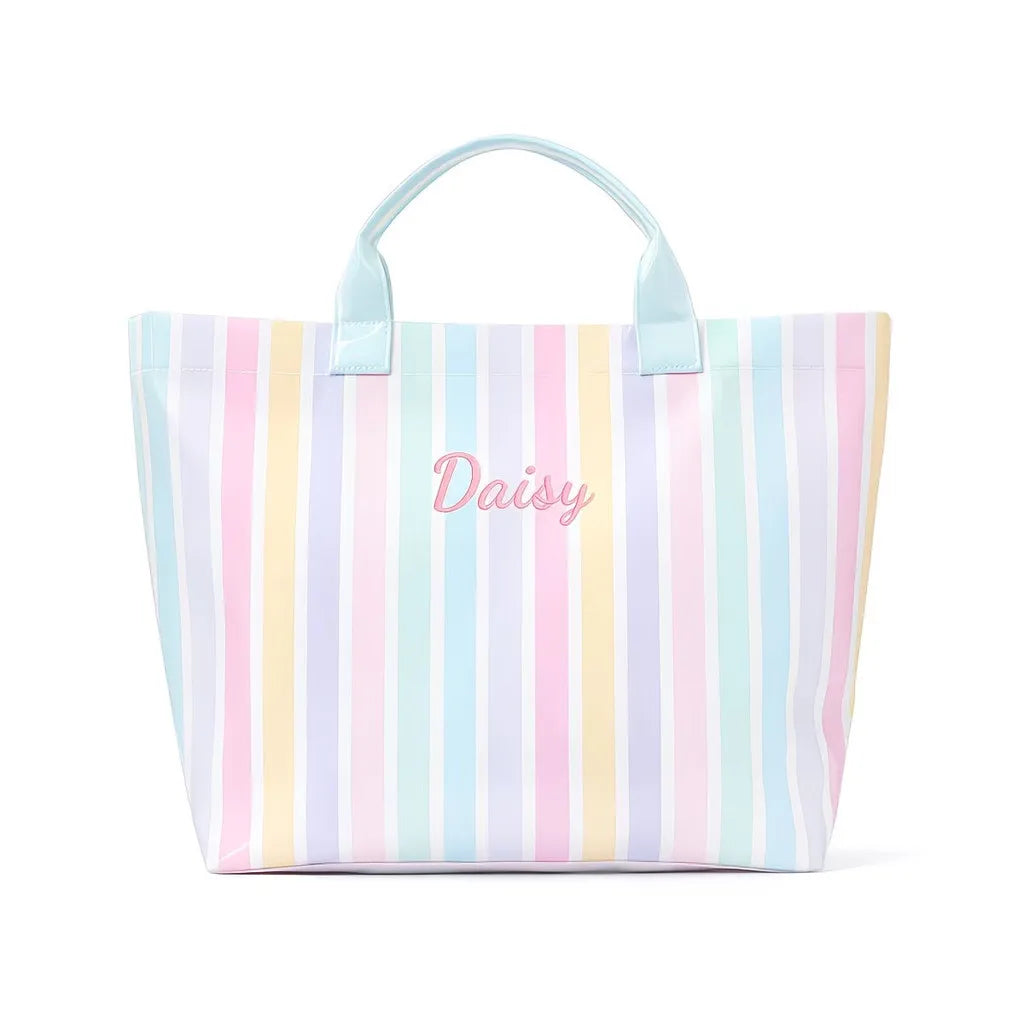 Striped PVC Waterproof Tote Bag for Everyday Use