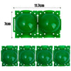 A green reusable plant rooting ball with a hinged lid, shown in multiple views.