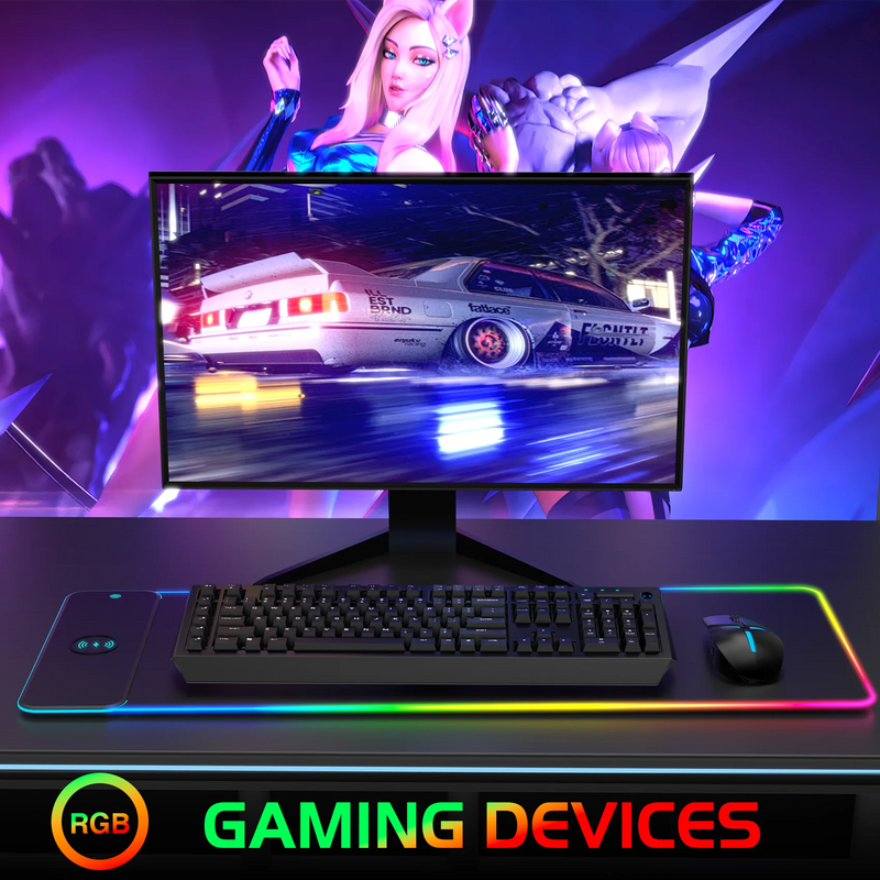 RGB Gaming Mouse Pad with 15W Wireless Charging
