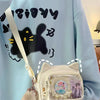 Y2K Transparent Ita Bag with DIY Badge Display Panel